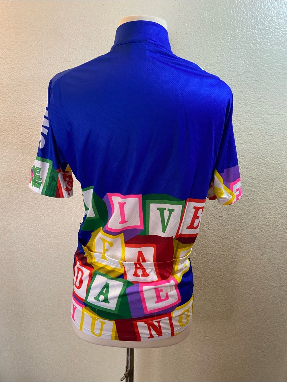 Vermarc Blue Block-Print Cycling Jersey size:M-3-48 - Picture 3 of 11